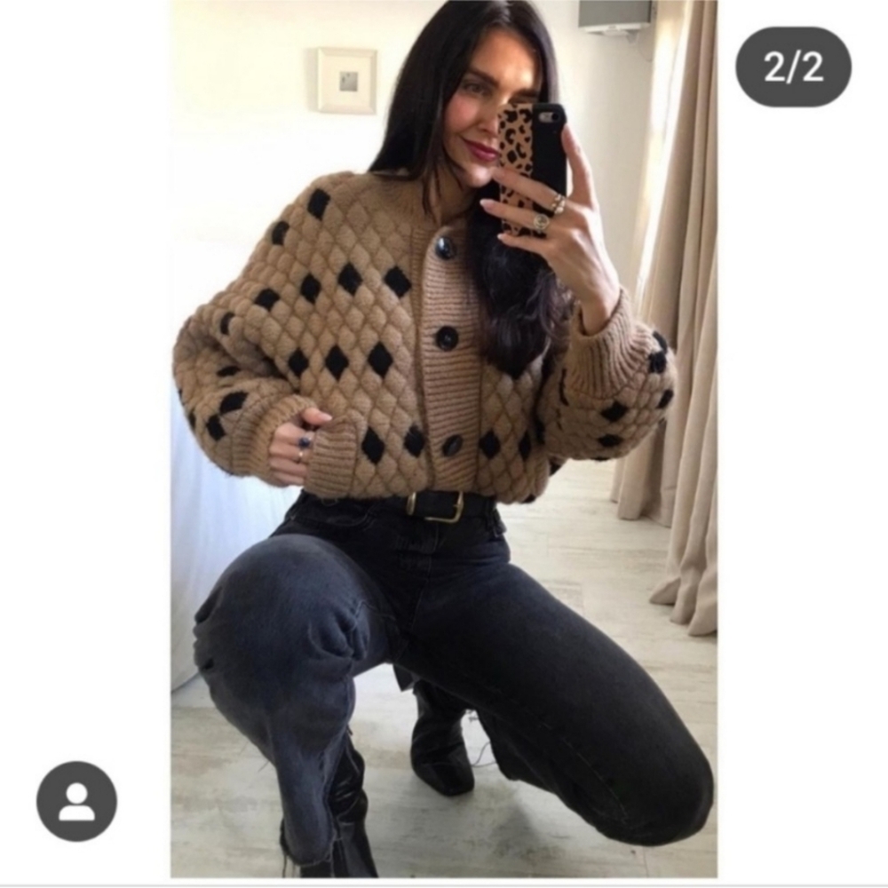 ❌️SOLD❌️STRUCTURED KNIT CARDIGAN TAUPE BROWN SIZE S - Picture 11 of 16